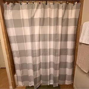 Tommy Hilfiger Gray Gingham Fabric Shower Curtain